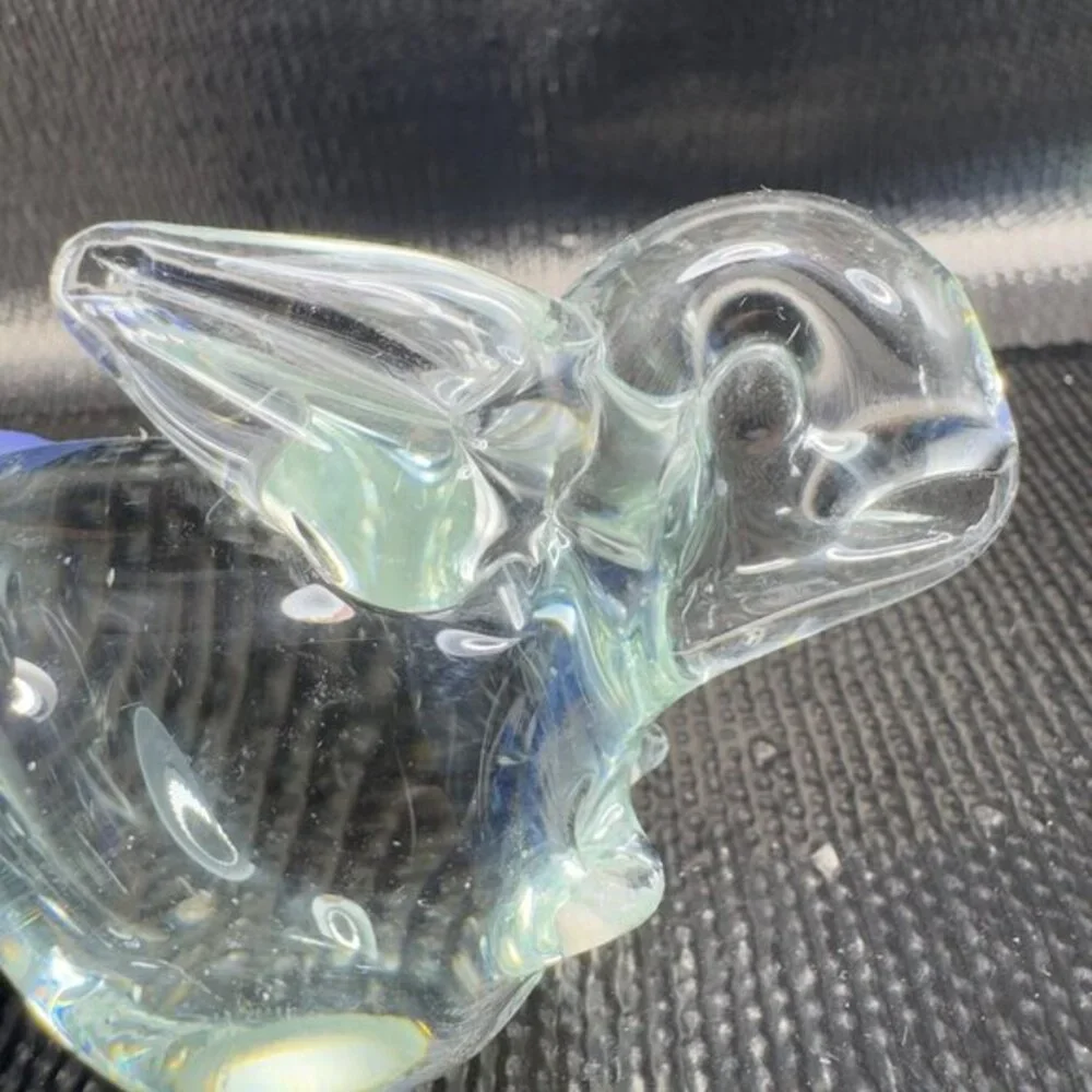 1980s Clear‎ Bunny Rabbit Small Glass Figurine Decorative Vintage Figure Decor